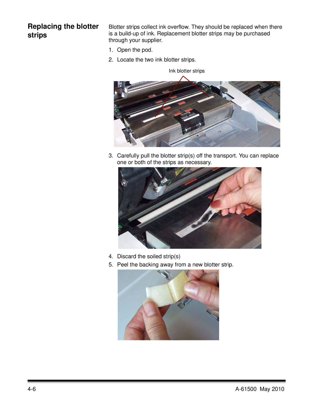 Kodak 6J7611A manual Replacing the blotter strips 