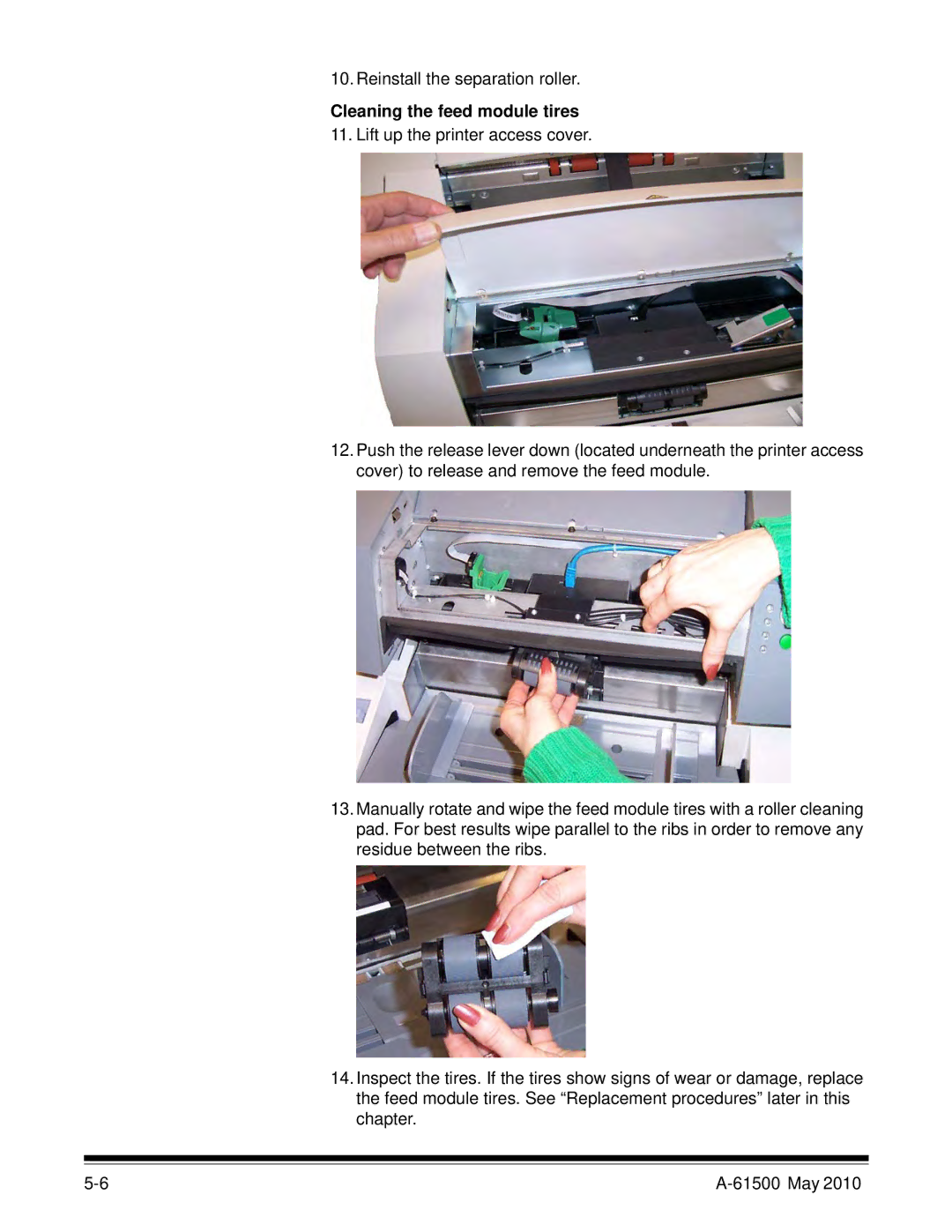 Kodak 6J7611A manual Cleaning the feed module tires 