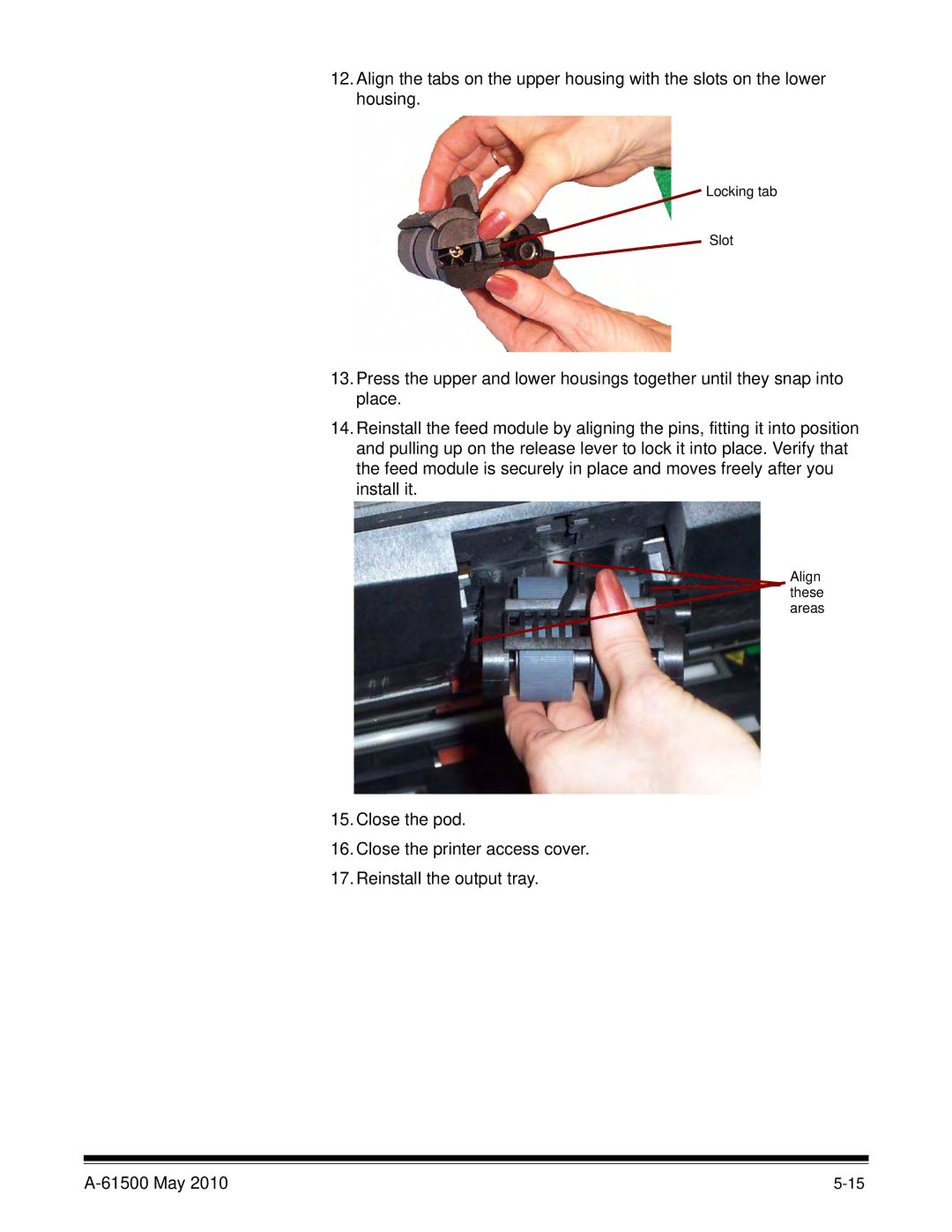 Kodak 6J7611A manual Locking tab Slot 