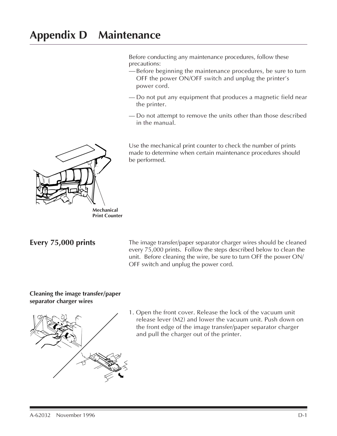 Kodak manual Appendix D Maintenance, Every 75,000 prints 