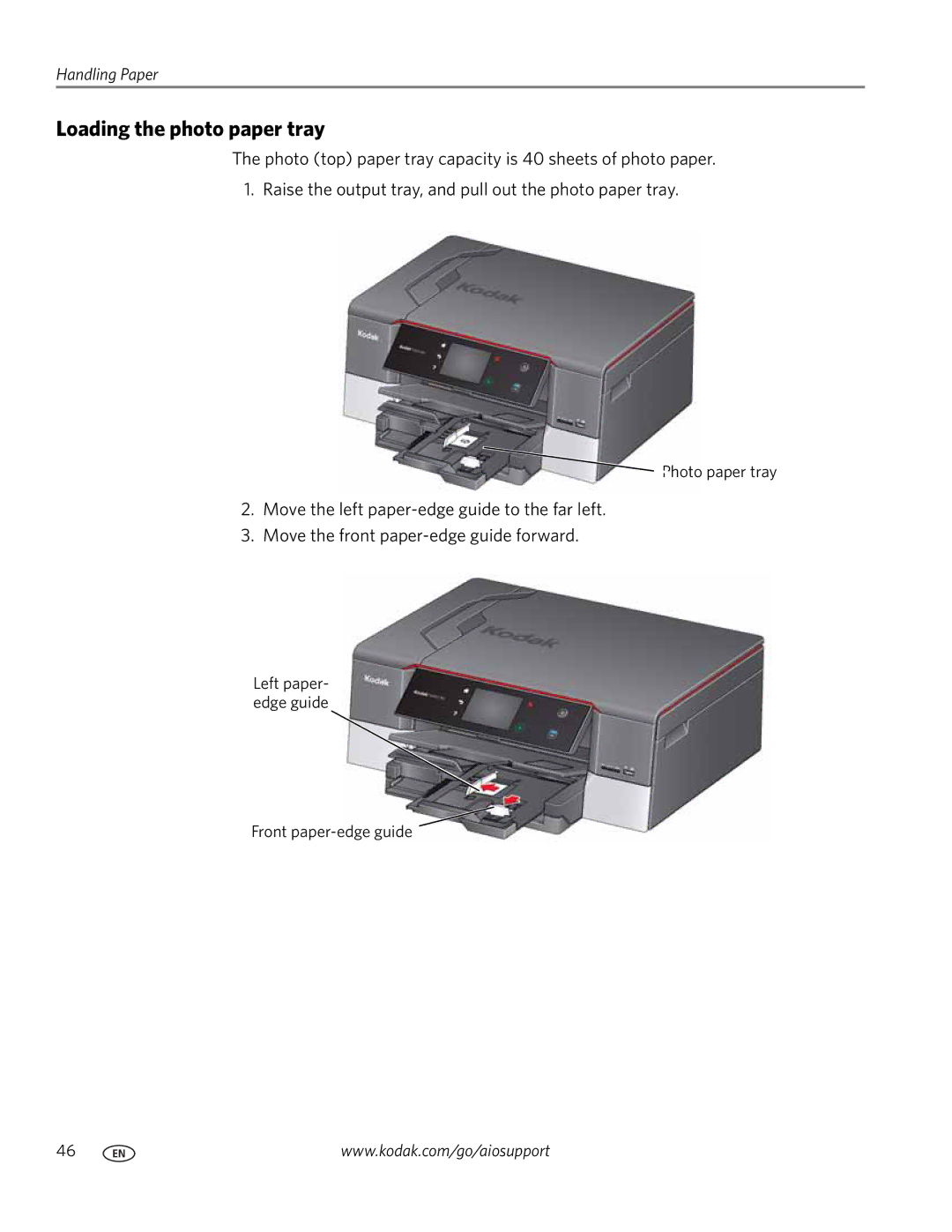 Kodak 7.1 manual Loading the photo paper tray 