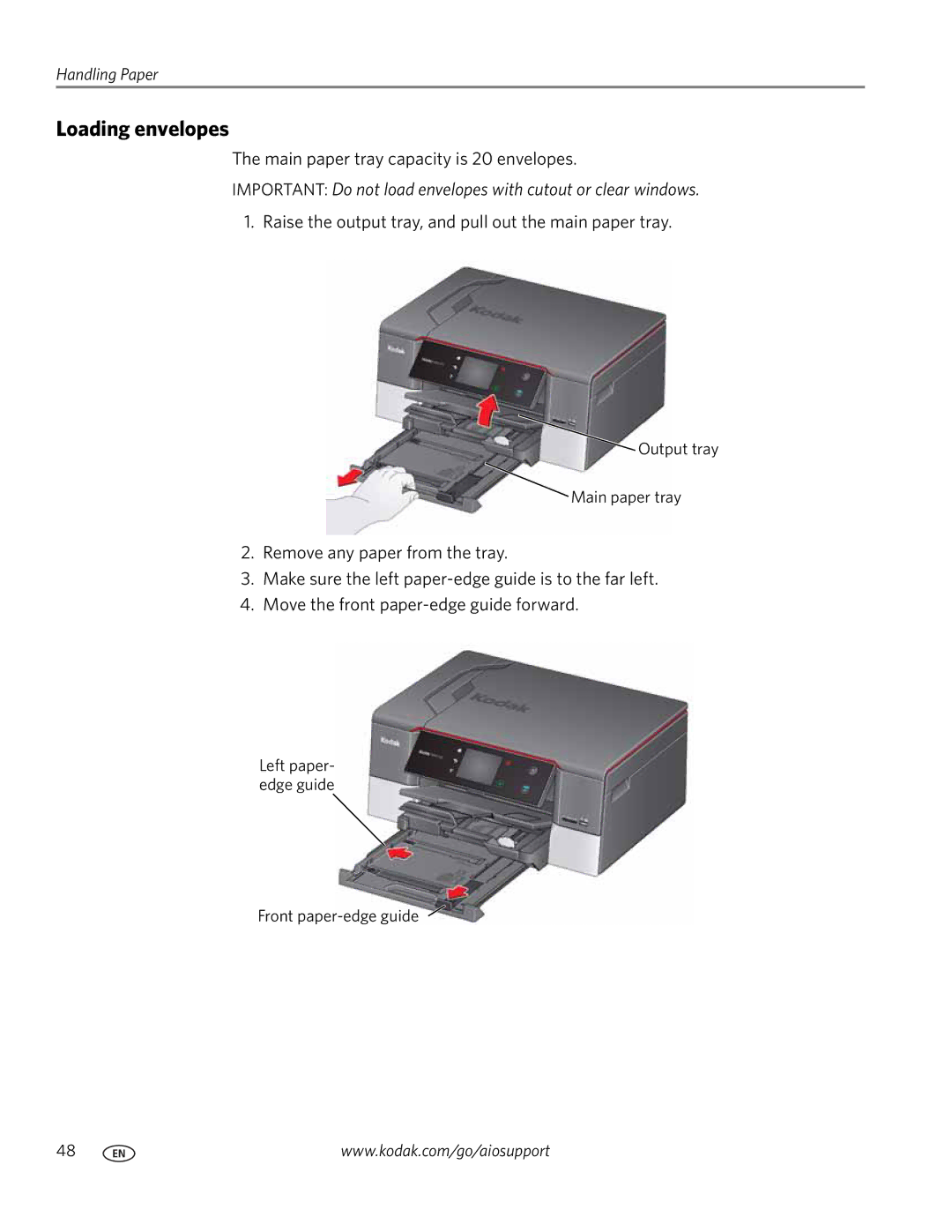 Kodak 7.1 manual Loading envelopes 