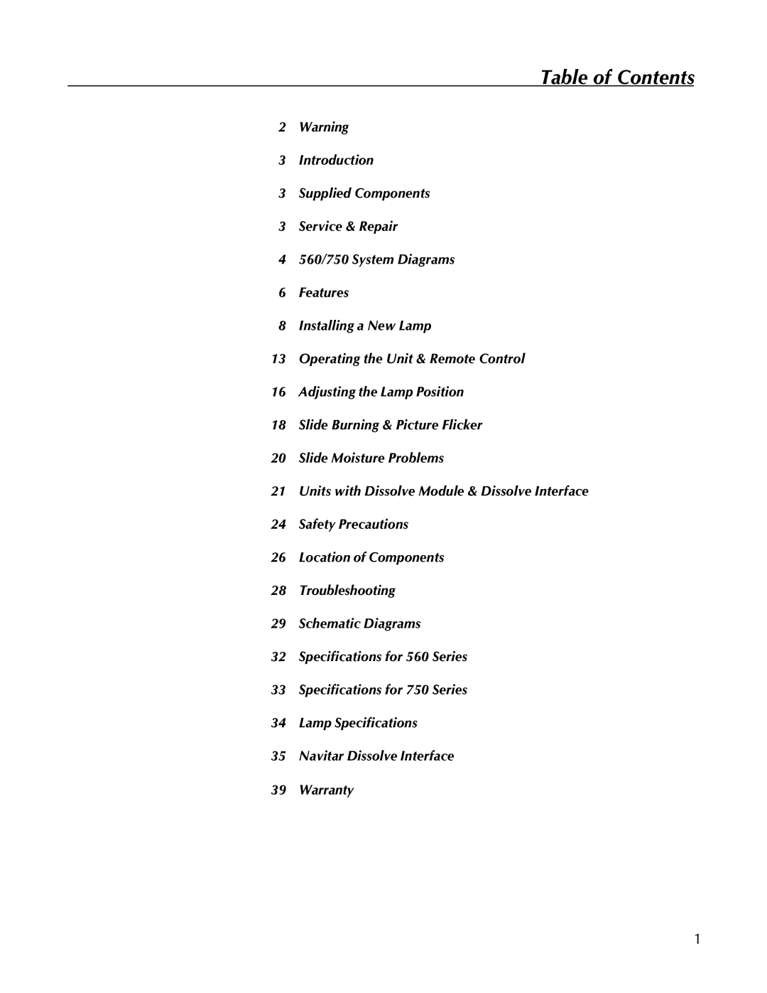 Kodak 560, 750 manual Table of Contents 