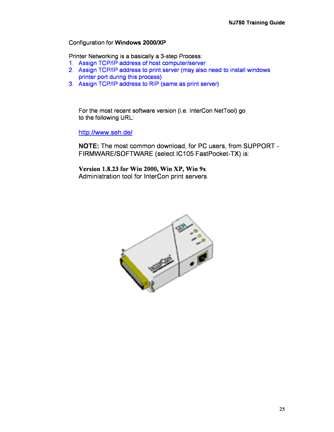 Kodak 750 manual Version 1.8.23 for Win 2000, Win XP, Win, Administration tool for InterCon print servers 