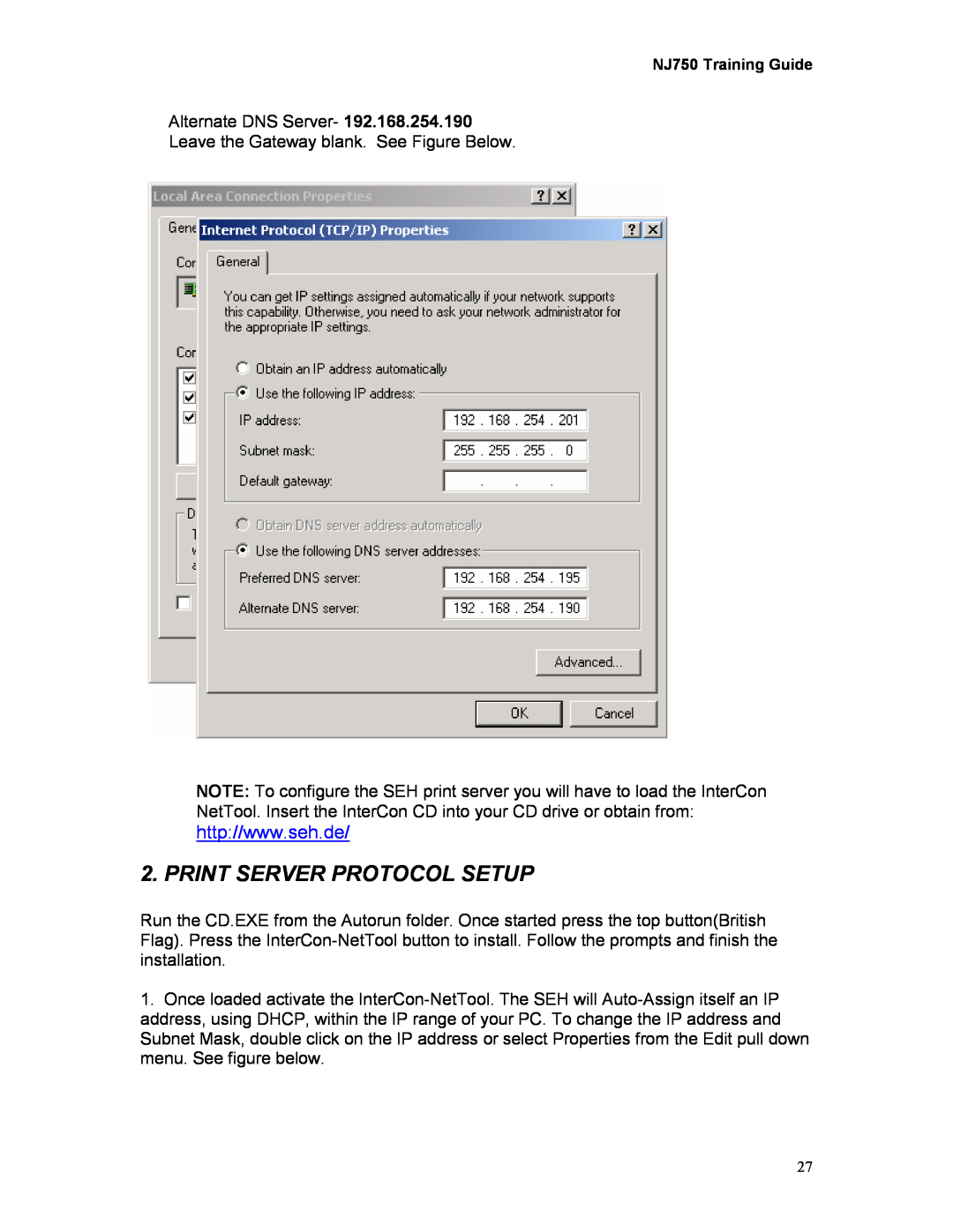 Kodak 750 manual Print Server Protocol Setup 
