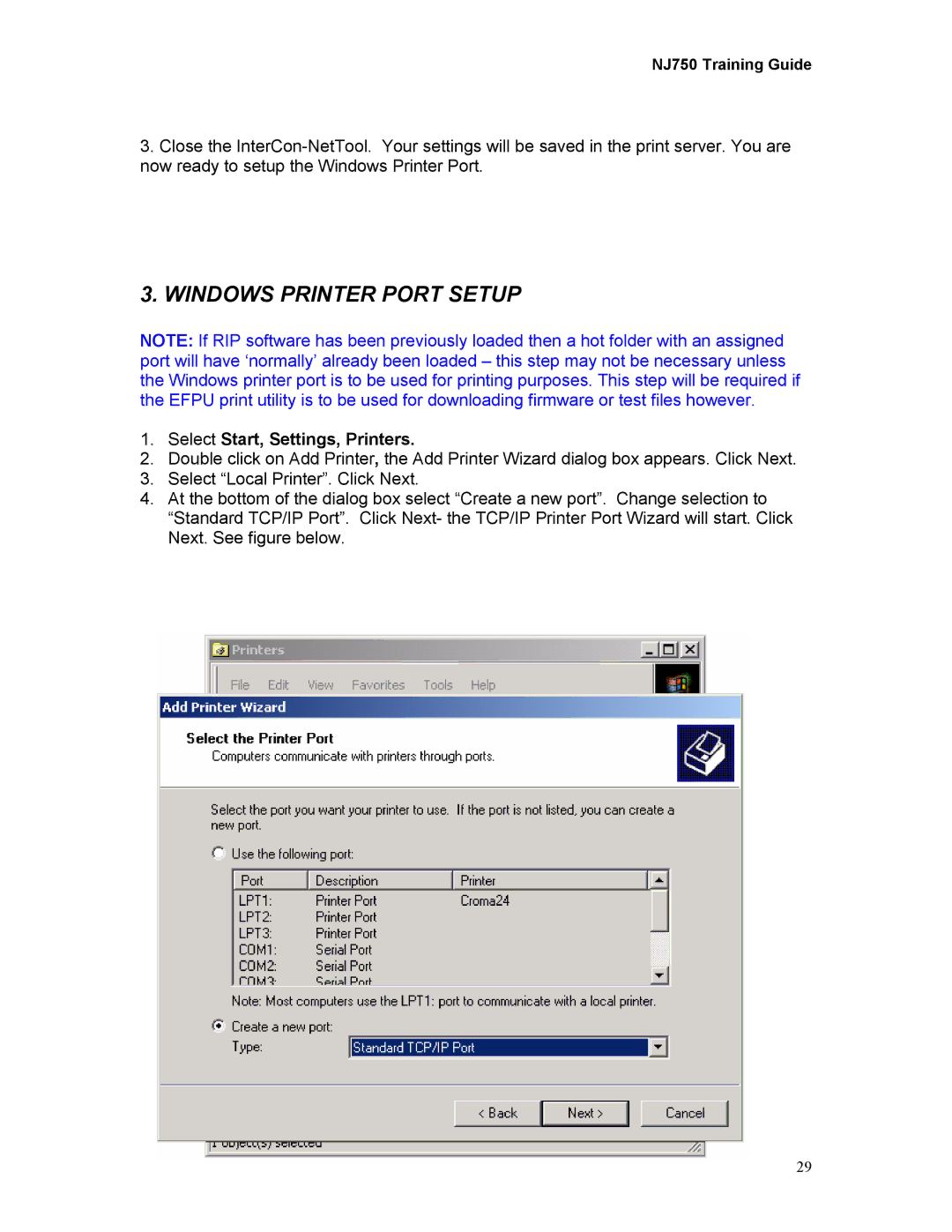 Kodak 750 manual Windows Printer Port Setup 