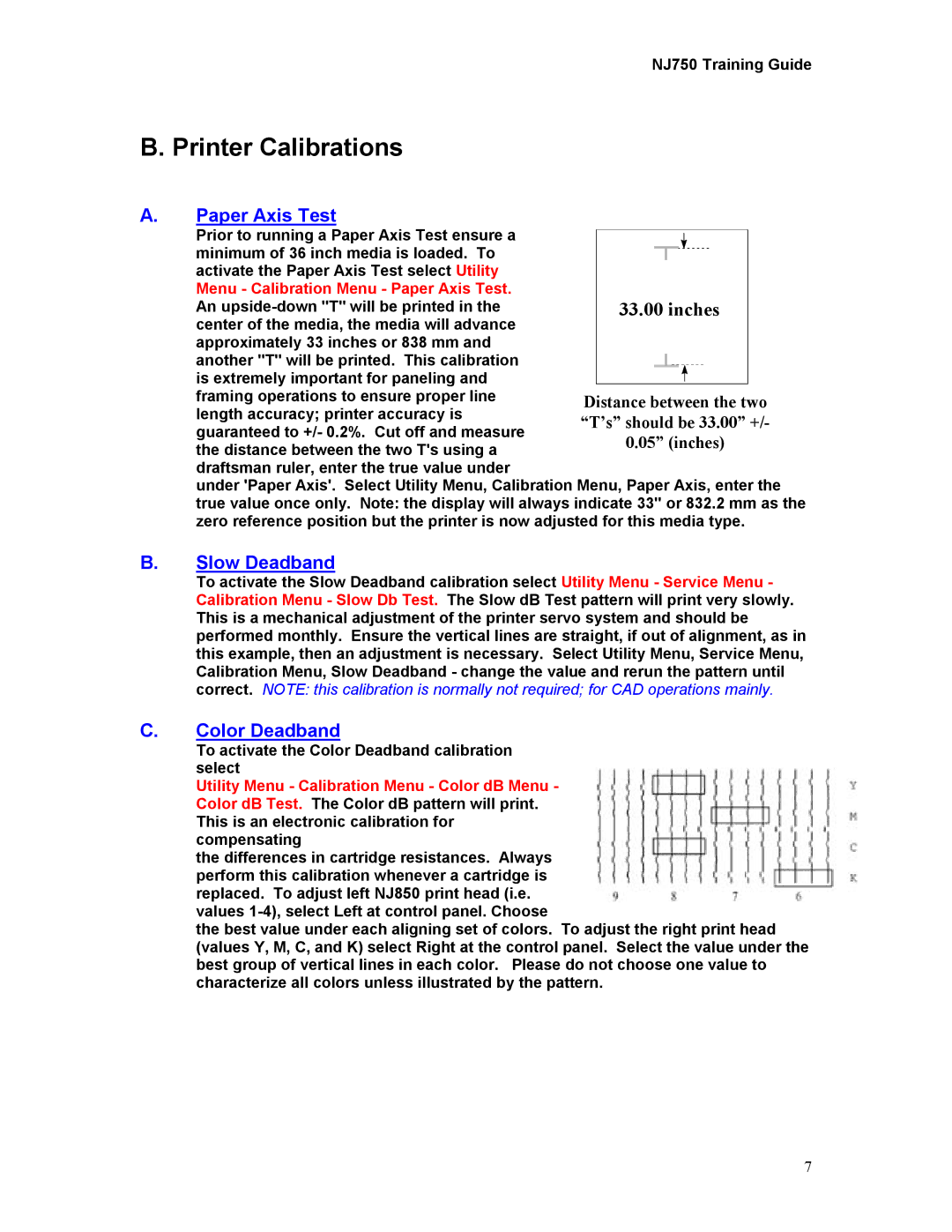 Kodak 750 manual Paper Axis Test, Slow Deadband, Color Deadband 