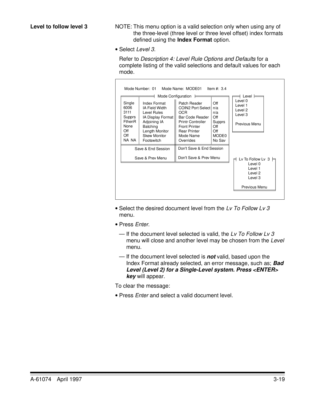 Kodak 7500, 5500 manual Three-level three level or three level offset index formats 