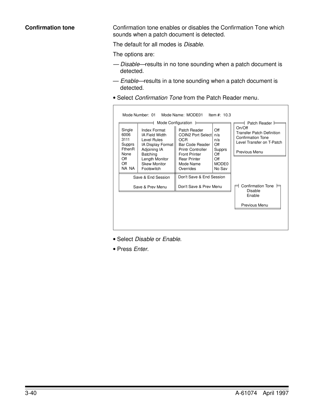 Kodak 5500, 7500 manual Confirmation tone, Sounds when a patch document is detected 