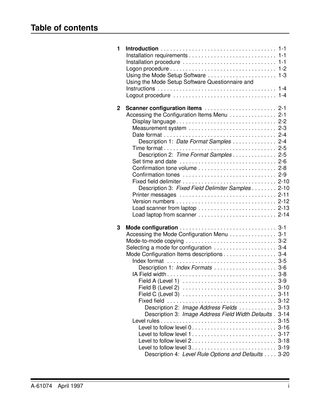 Kodak 7500, 5500 manual Table of contents 