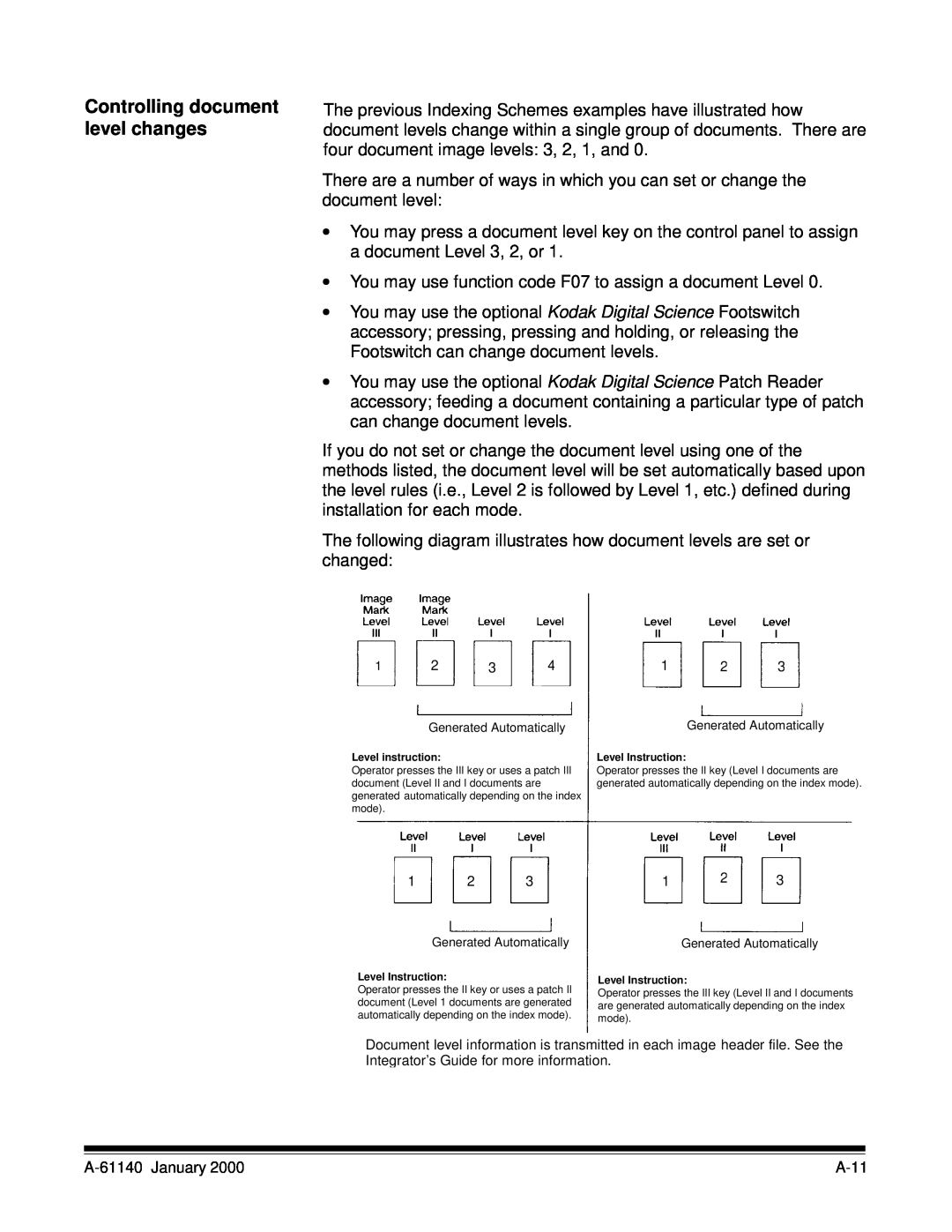 Kodak 7520 manual Controlling document level changes 