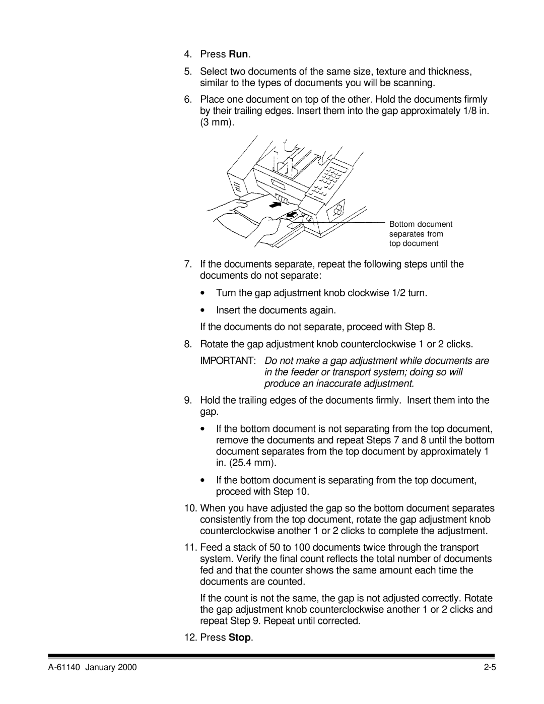 Kodak 7520 manual Bottom document separates from top document 