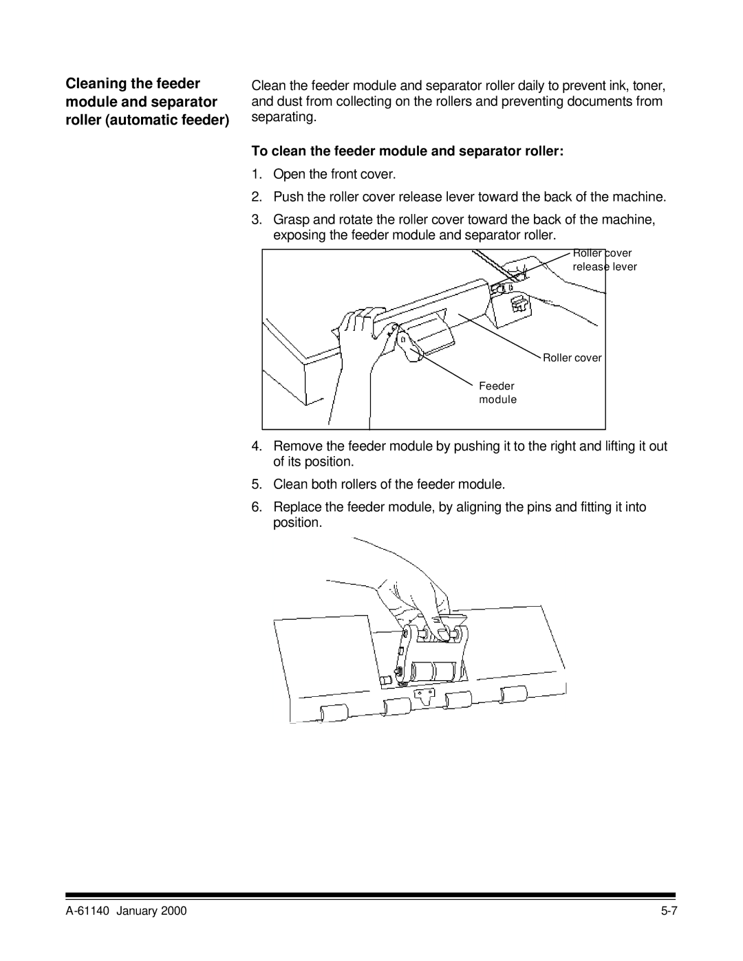 Kodak 7520 manual To clean the feeder module and separator roller 