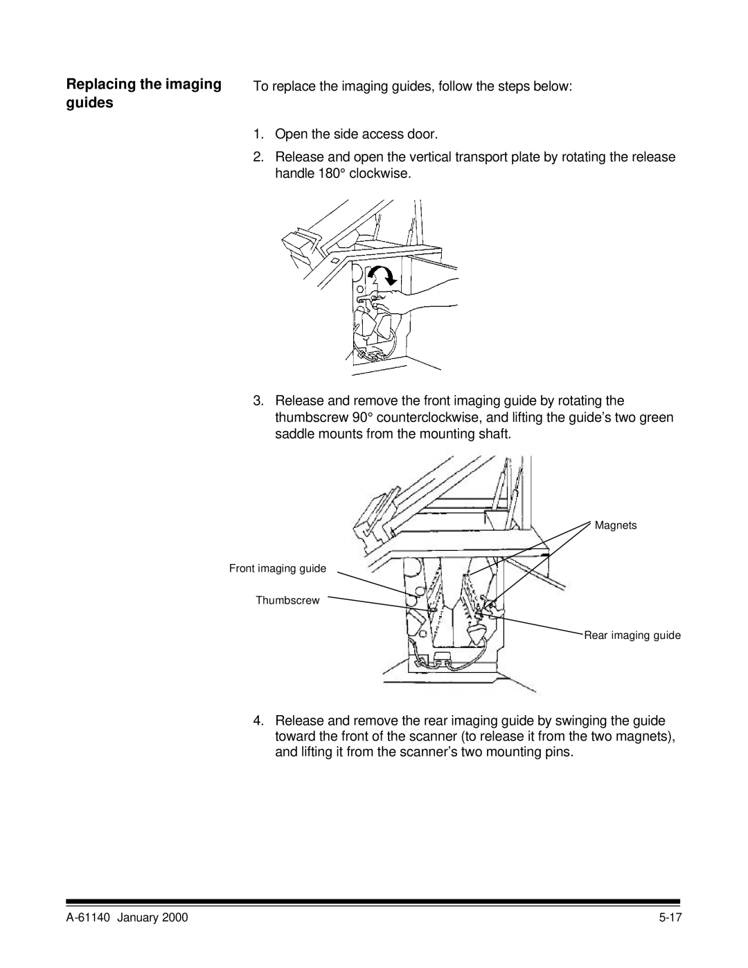 Kodak 7520 manual Replacing the imaging guides 