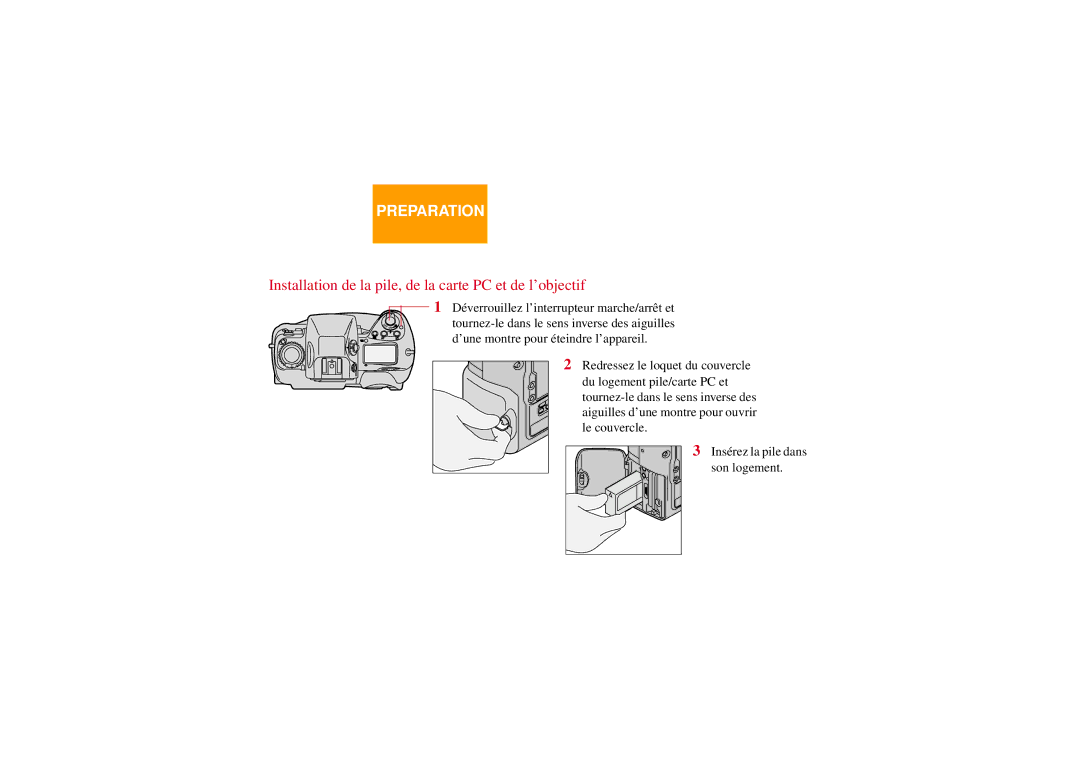 Kodak 760 manual Installation de la pile, de la carte PC et de l’objectif 