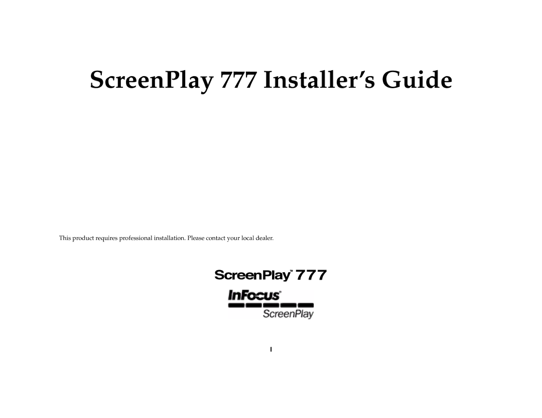 Kodak manual ScreenPlay 777 Installer’s Guide 