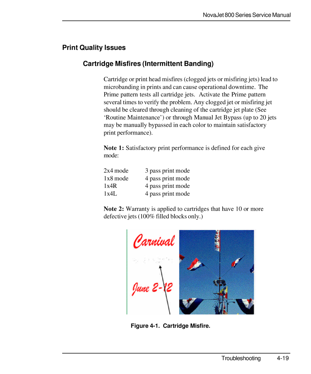 Kodak 800 SERIES service manual Print Quality Issues Cartridge Misfires Intermittent Banding 