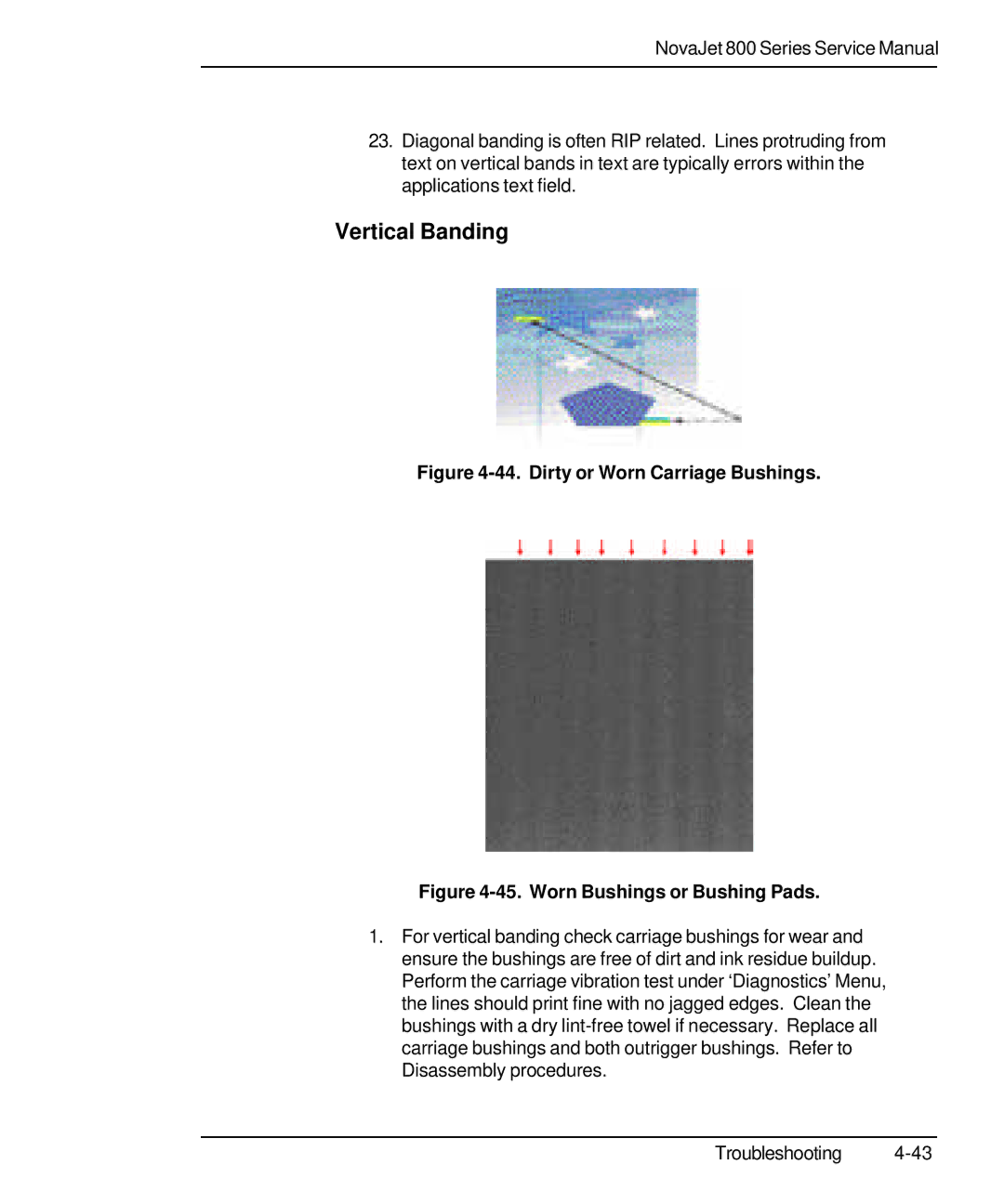 Kodak 800 SERIES service manual Vertical Banding, Dirty or Worn Carriage Bushings 