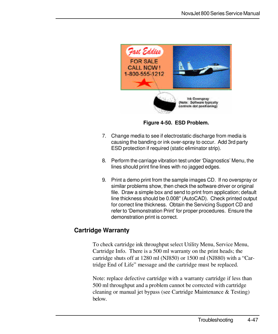 Kodak 800 SERIES service manual Cartridge Warranty, ESD Problem 