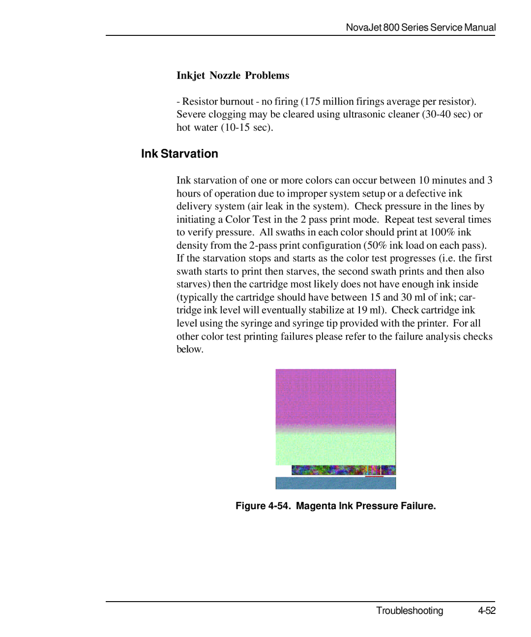 Kodak 800 SERIES service manual Ink Starvation, Inkjet Nozzle Problems 