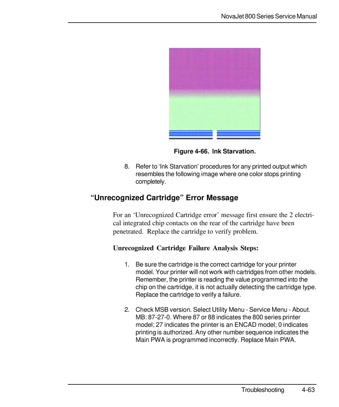 Kodak 800 SERIES service manual Unrecognized Cartridge Error Message, Unrecognized Cartridge Failure Analysis Steps 