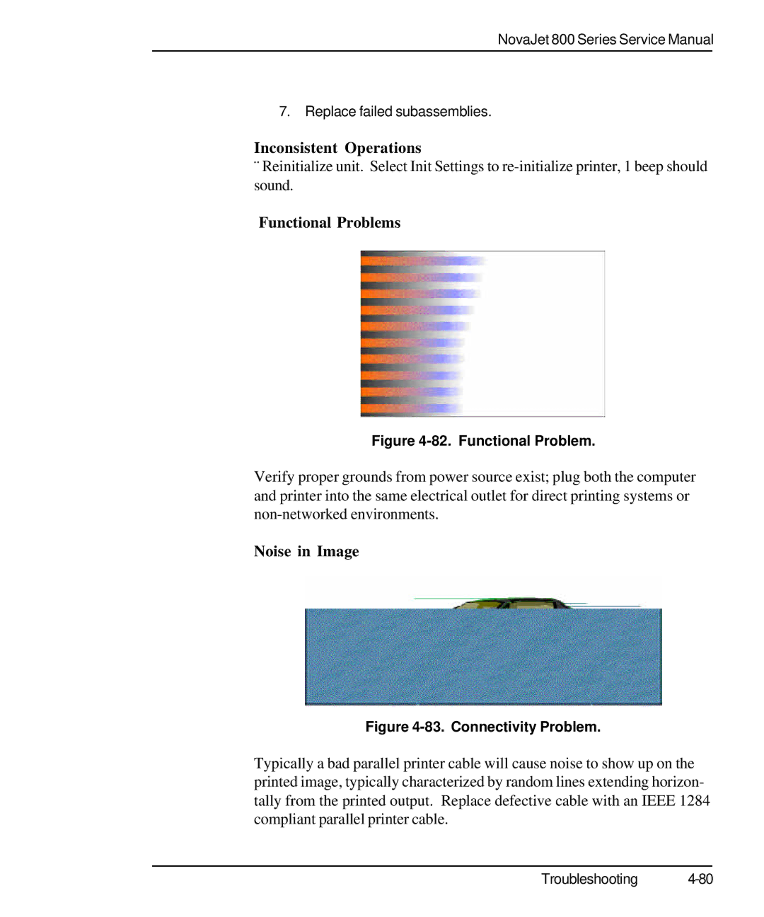 Kodak 800 SERIES service manual Inconsistent Operations, Functional Problems, Noise in Image 