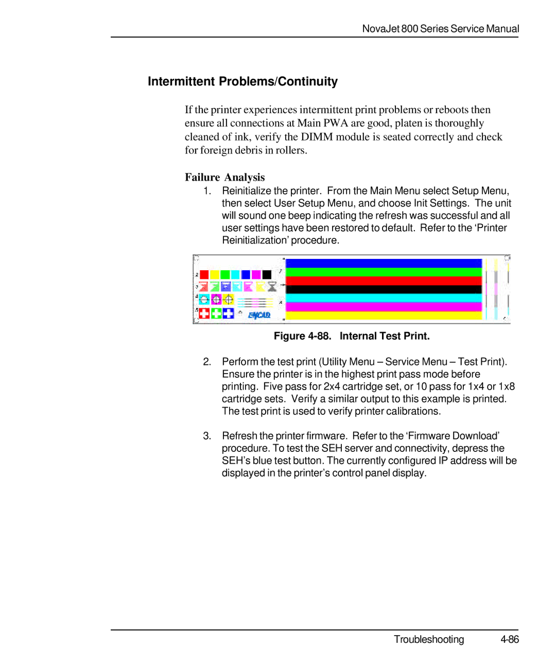 Kodak 800 SERIES service manual Intermittent Problems/Continuity, Internal Test Print 