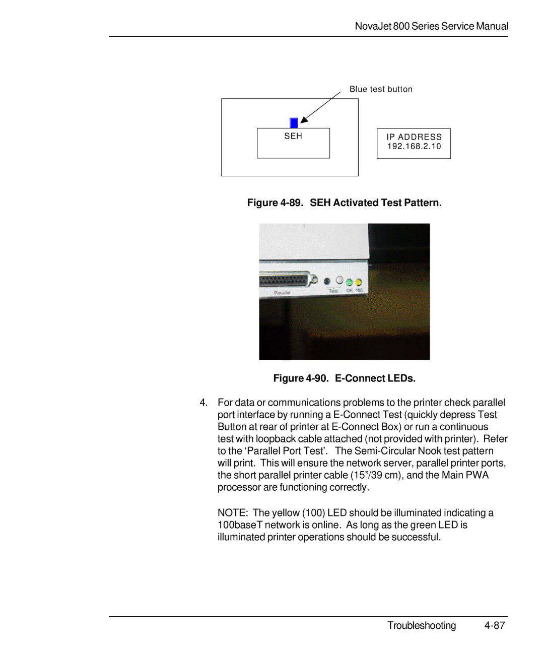 Kodak 800 SERIES service manual SEH Activated Test Pattern 