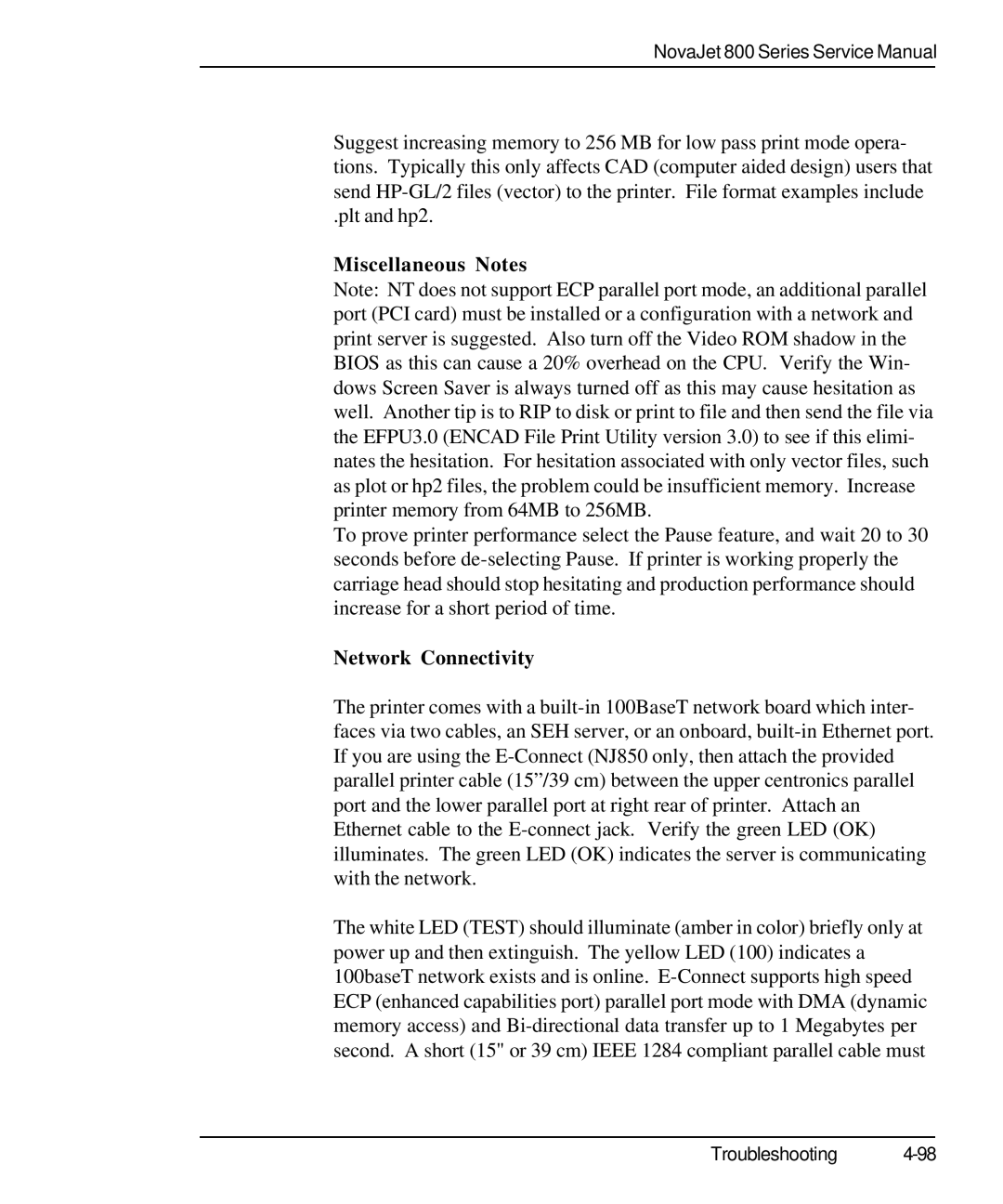 Kodak 800 SERIES service manual Miscellaneous Notes, Network Connectivity 