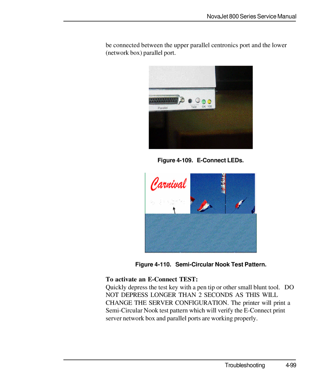 Kodak 800 SERIES service manual To activate an E-Connect Test, E-Connect LEDs 