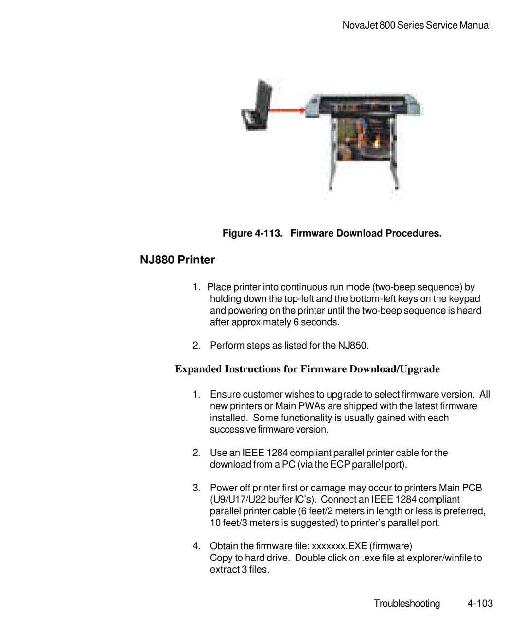 Kodak 800 SERIES service manual NJ880 Printer, Expanded Instructions for Firmware Download/Upgrade 