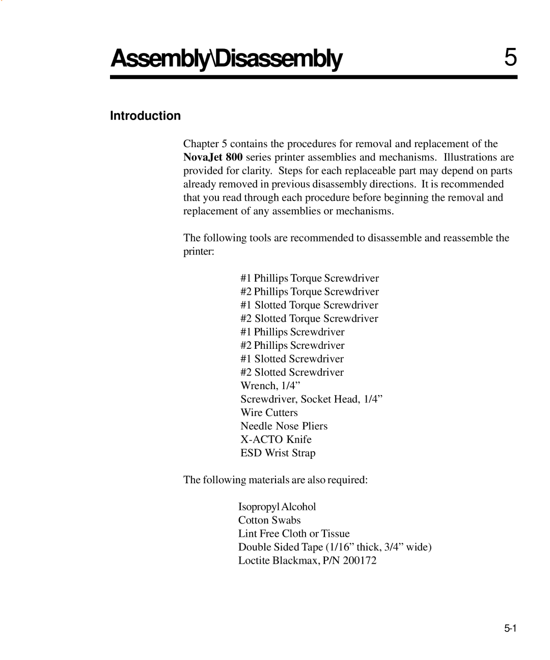 Kodak 800 SERIES service manual Assembly\Disassembly5, Introduction 