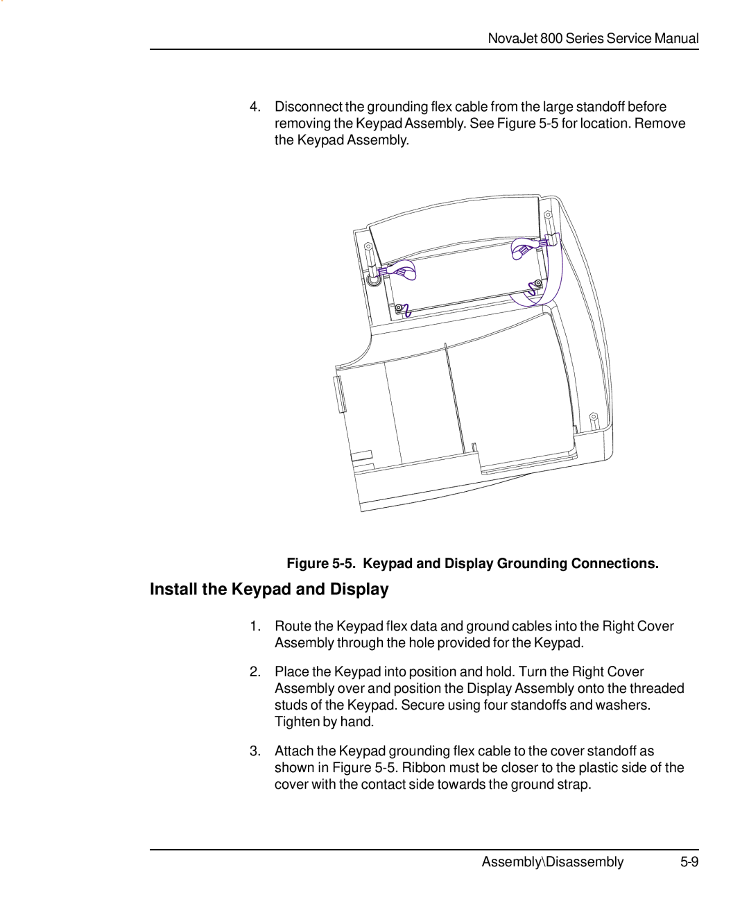 Kodak 800 SERIES service manual Install the Keypad and Display, Keypad and Display Grounding Connections 