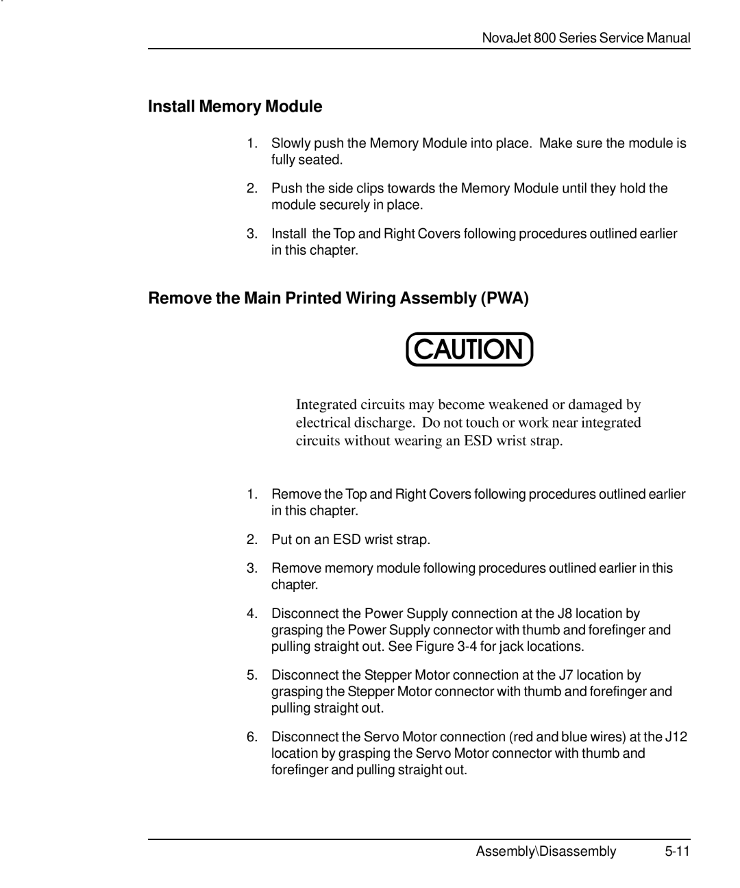 Kodak 800 SERIES service manual Install Memory Module, Remove the Main Printed Wiring Assembly PWA 