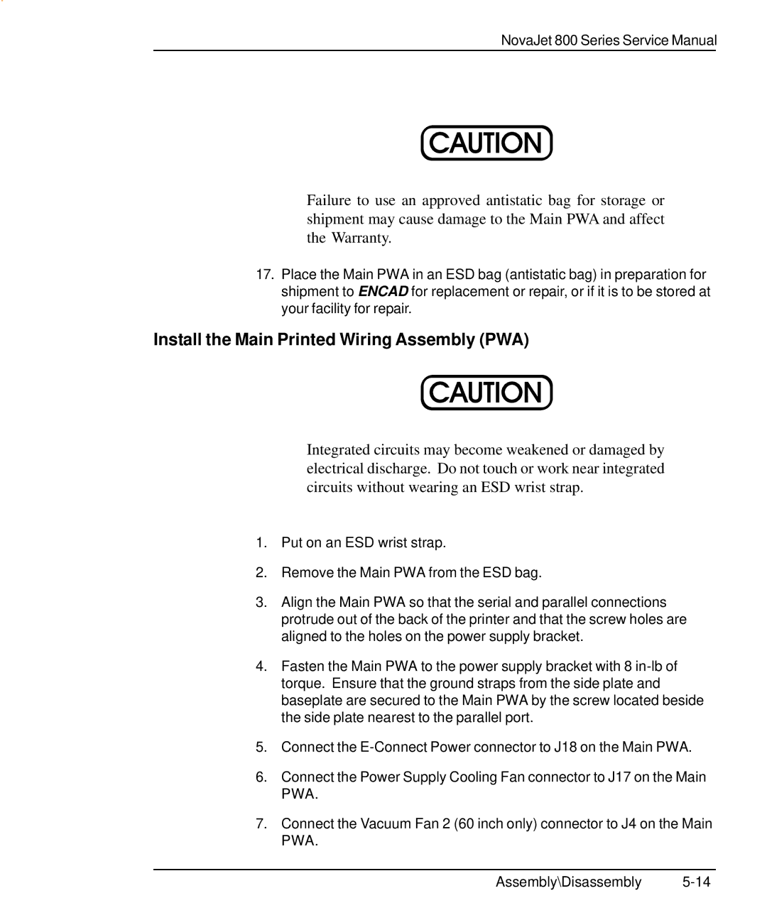 Kodak 800 SERIES service manual Install the Main Printed Wiring Assembly PWA 