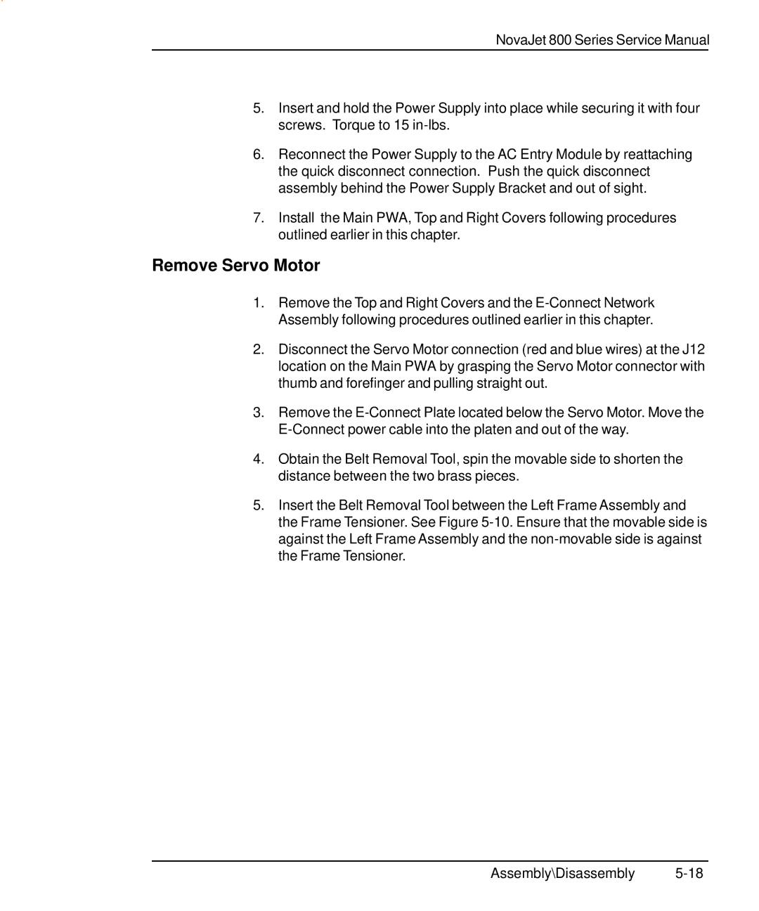 Kodak 800 SERIES service manual Remove Servo Motor 