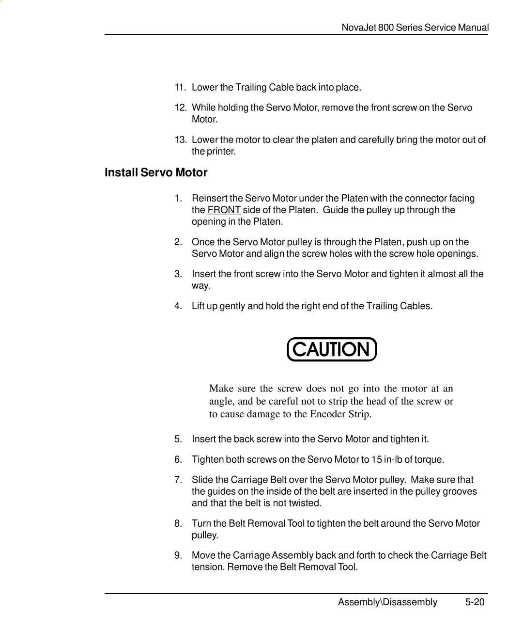 Kodak 800 SERIES service manual Install Servo Motor 