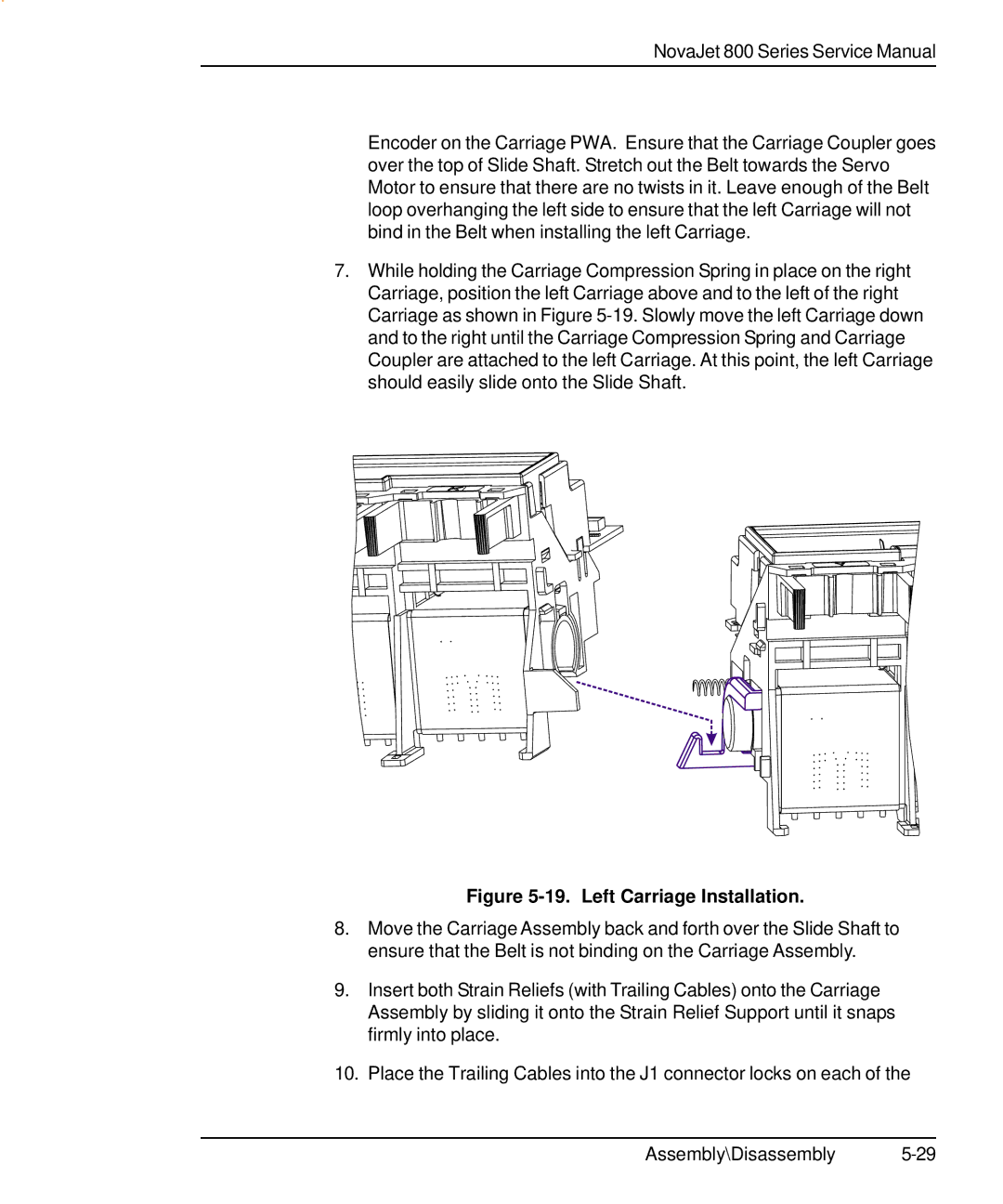 Kodak 800 SERIES service manual Left Carriage Installation 