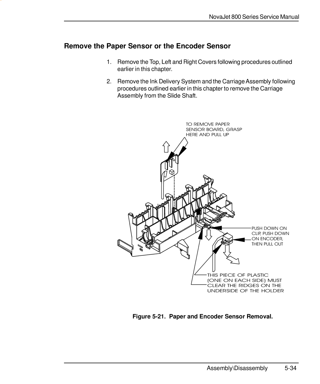 Kodak 800 SERIES service manual Remove the Paper Sensor or the Encoder Sensor, Paper and Encoder Sensor Removal 