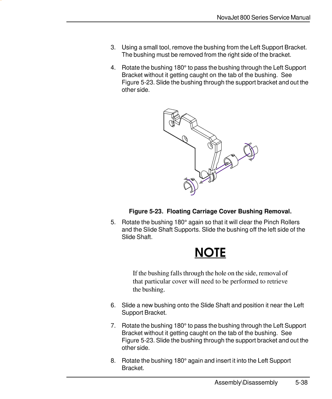 Kodak 800 SERIES service manual Floating Carriage Cover Bushing Removal 