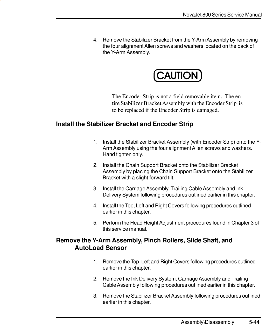 Kodak 800 SERIES service manual Install the Stabilizer Bracket and Encoder Strip 