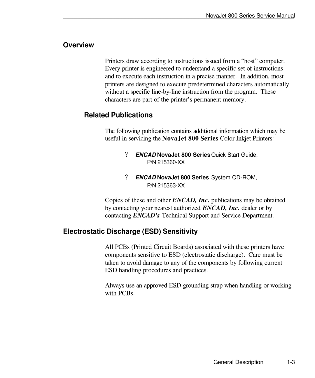 Kodak 800 SERIES service manual Overview, Related Publications, Electrostatic Discharge ESD Sensitivity 