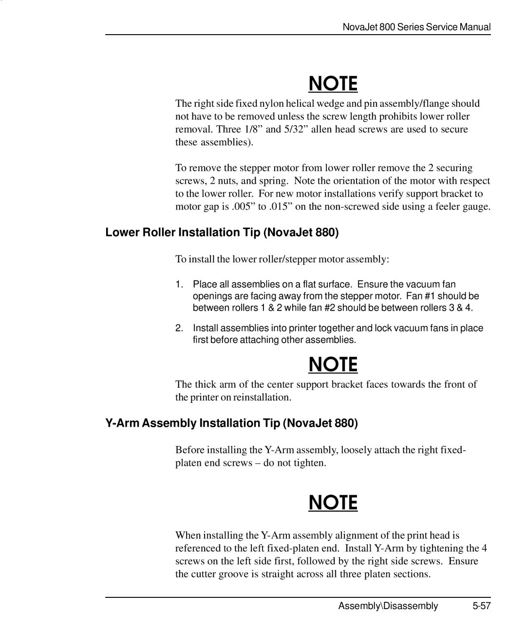 Kodak 800 SERIES service manual Lower Roller Installation Tip NovaJet, Arm Assembly Installation Tip NovaJet 