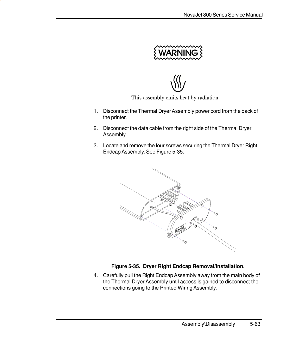 Kodak 800 SERIES service manual This assembly emits heat by radiation 