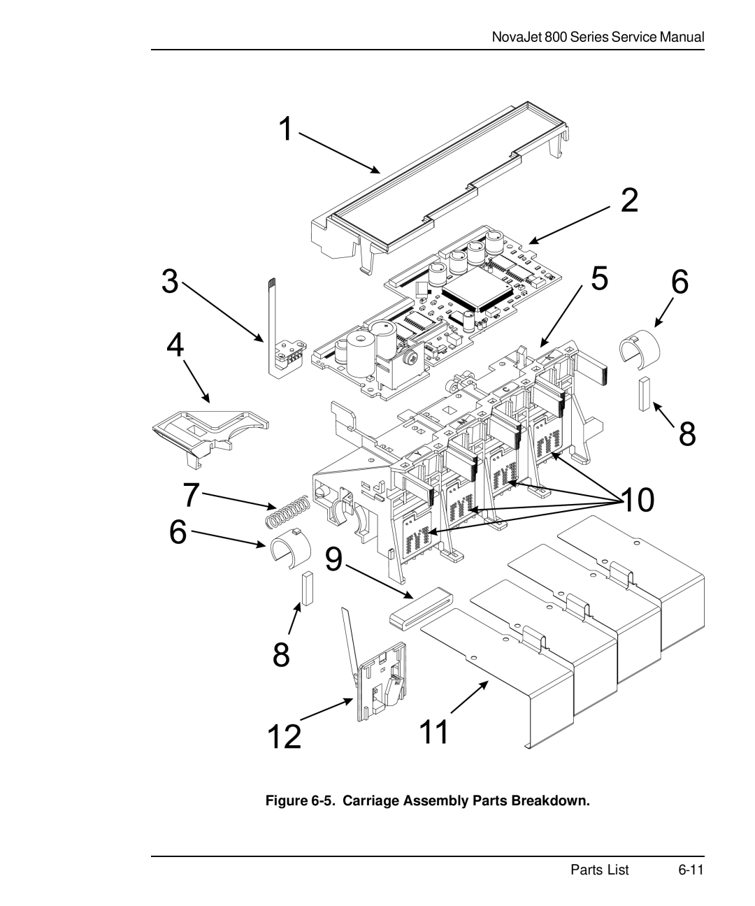 Kodak 800 SERIES service manual Carriage Assembly Parts Breakdown 