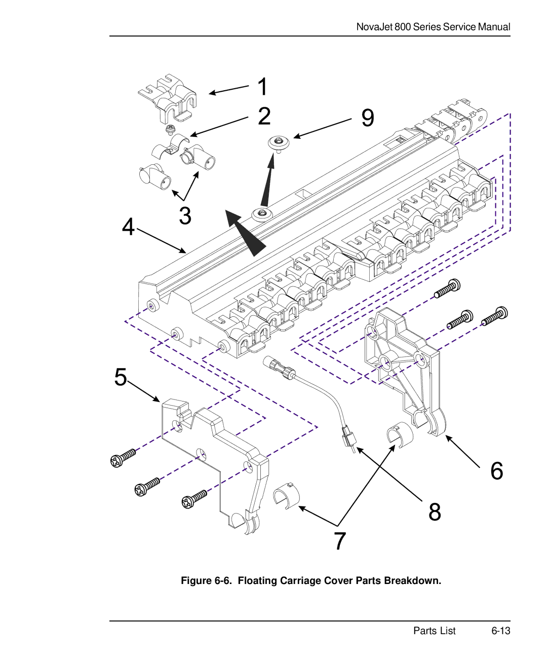 Kodak 800 SERIES service manual Floating Carriage Cover Parts Breakdown 