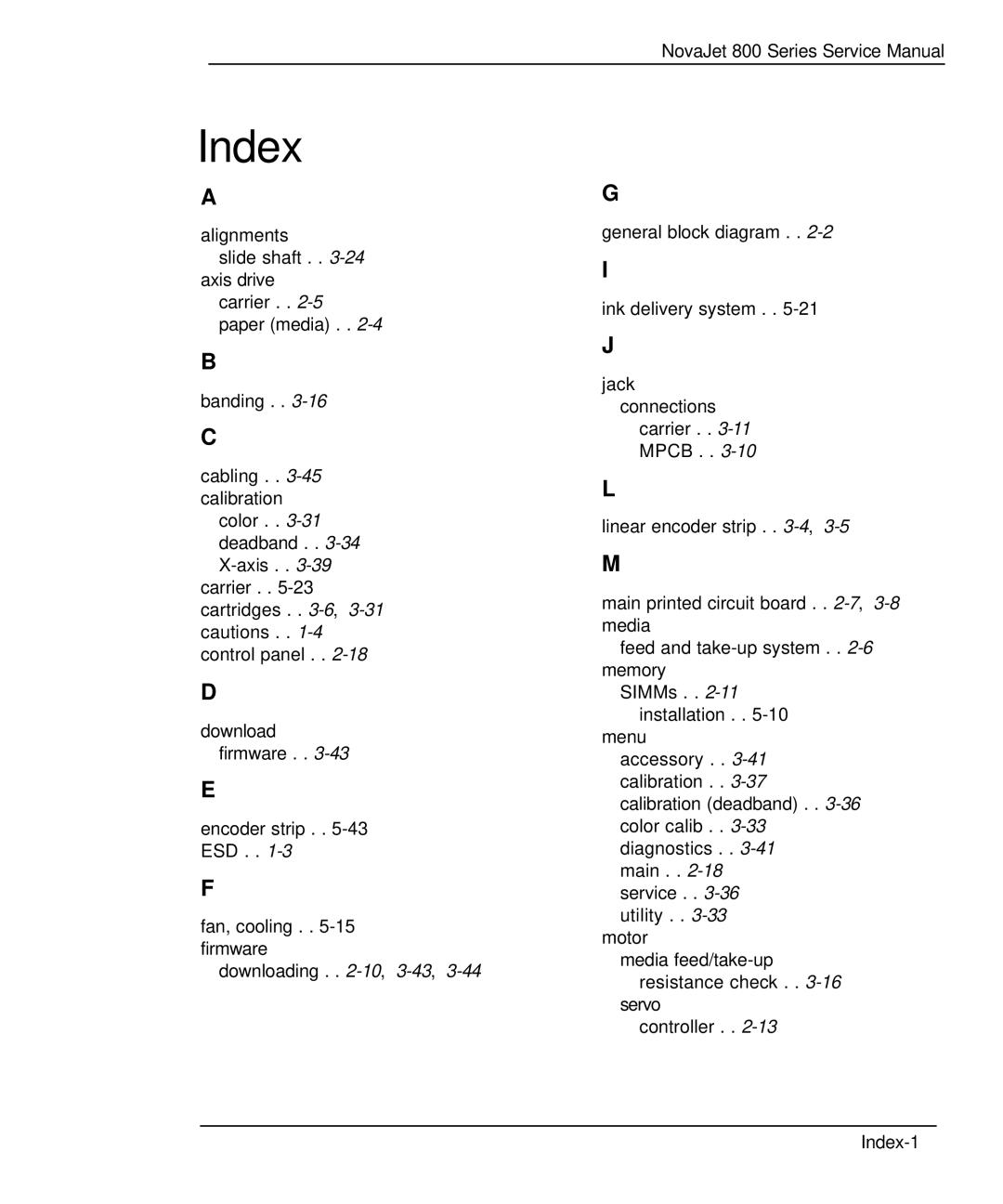 Kodak 800 SERIES service manual Index 