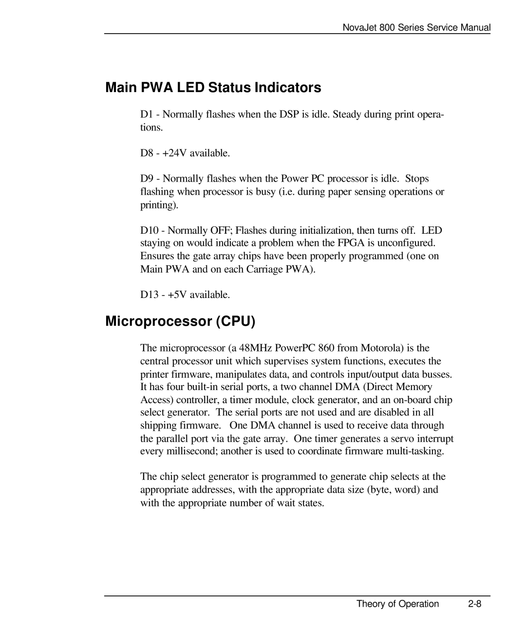 Kodak 800 SERIES service manual Main PWA LED Status Indicators 