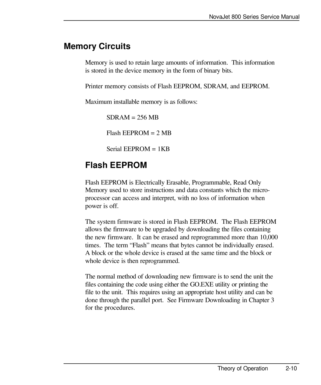 Kodak 800 SERIES service manual Memory Circuits 