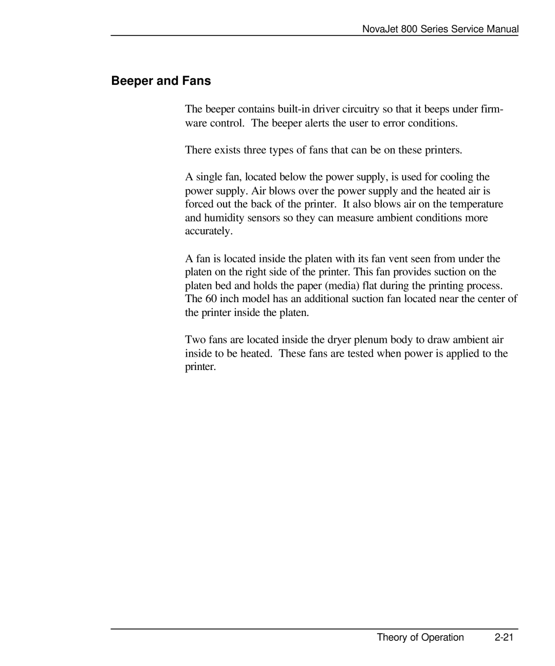 Kodak 800 SERIES service manual Beeper and Fans 